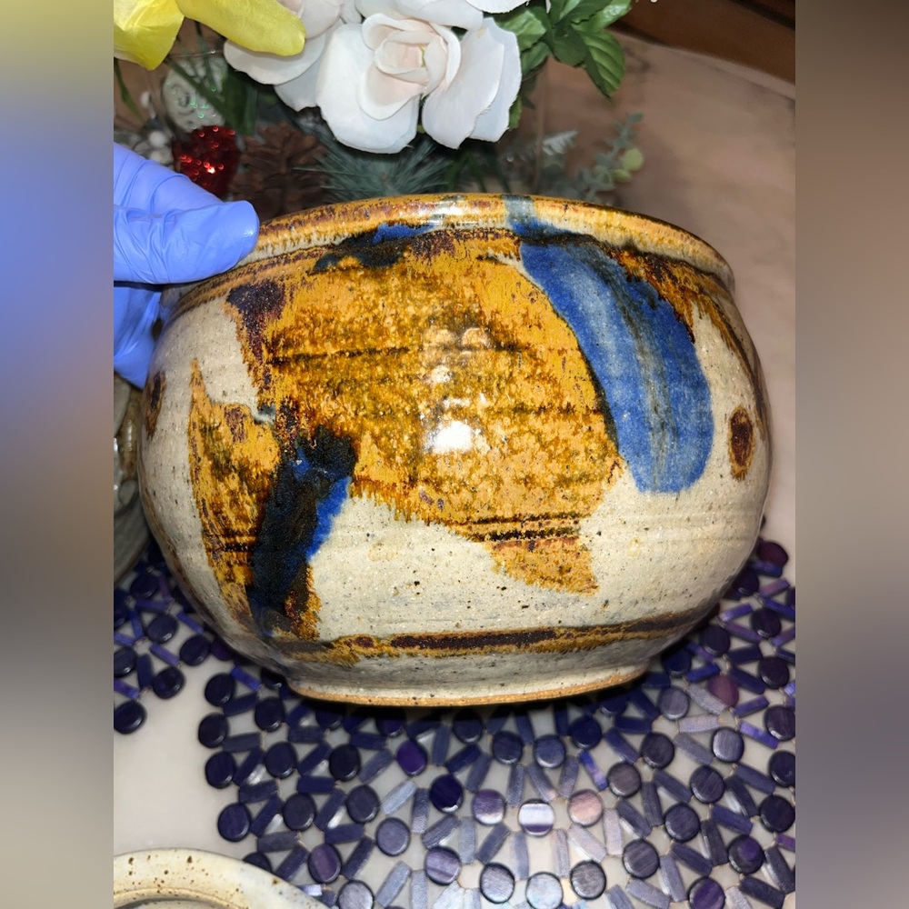 Beautiful collection of handmade studio large 172 ounce art pottery pot.
